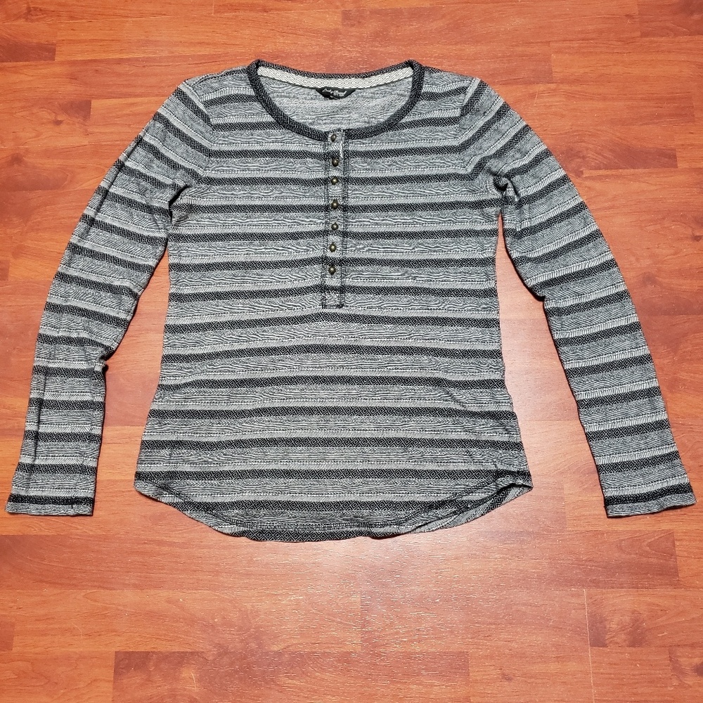 Lucky Brand striped lotus button pullover sz L